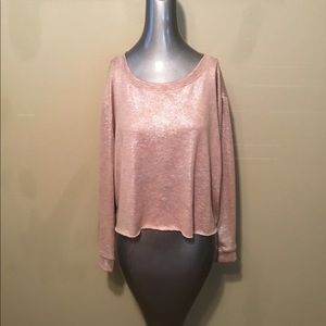 Agnes and Dora sparkle tan crop pullover sweaters